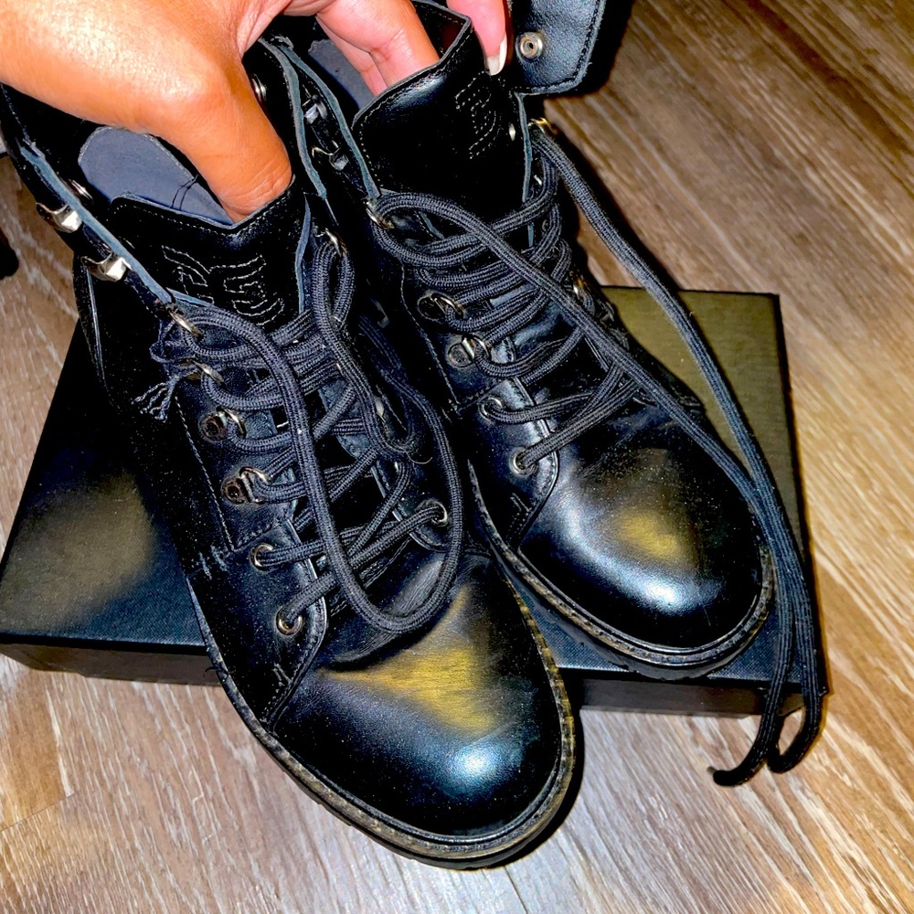 Black combat boots